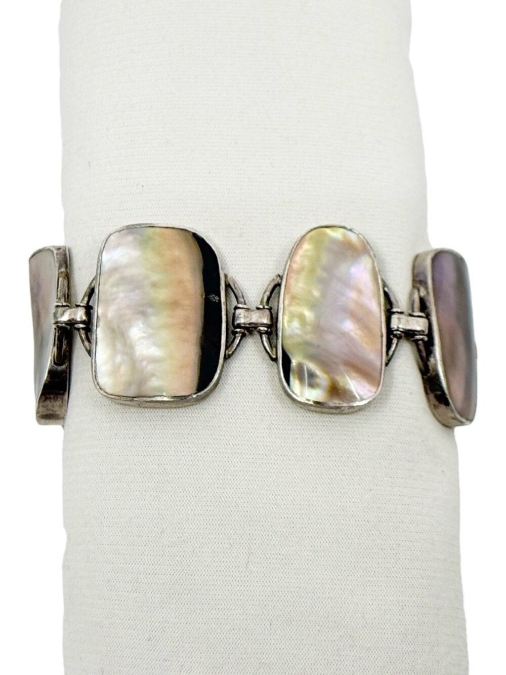 sterling silver abalone pearl shell link bracelet - GM1014